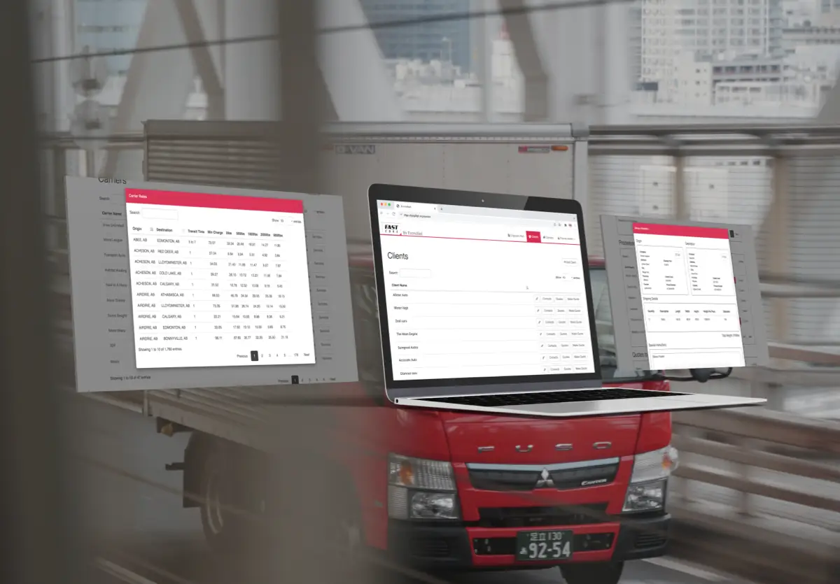 econofast shipping solutions web application development desktop screens