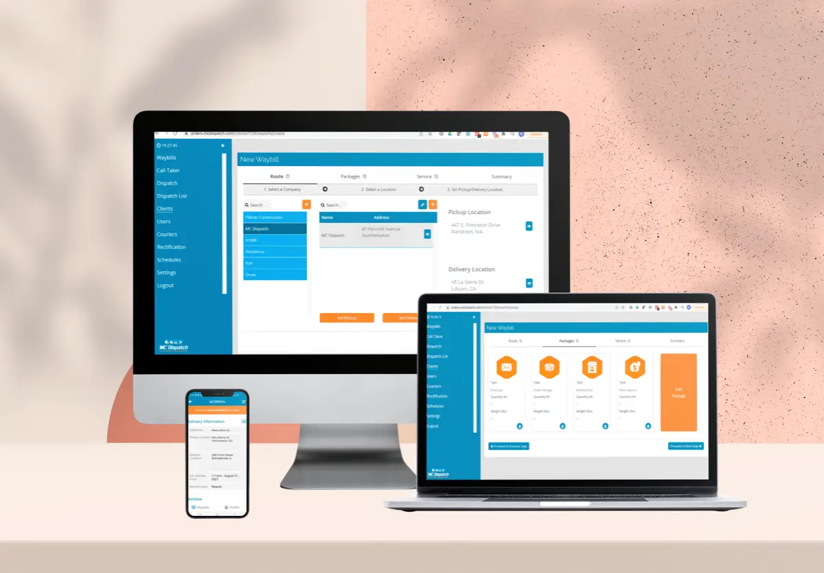 MC Dispatch application development across different screen types