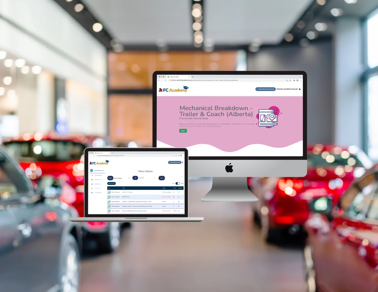 FC Academy LMS web application development across different screen types