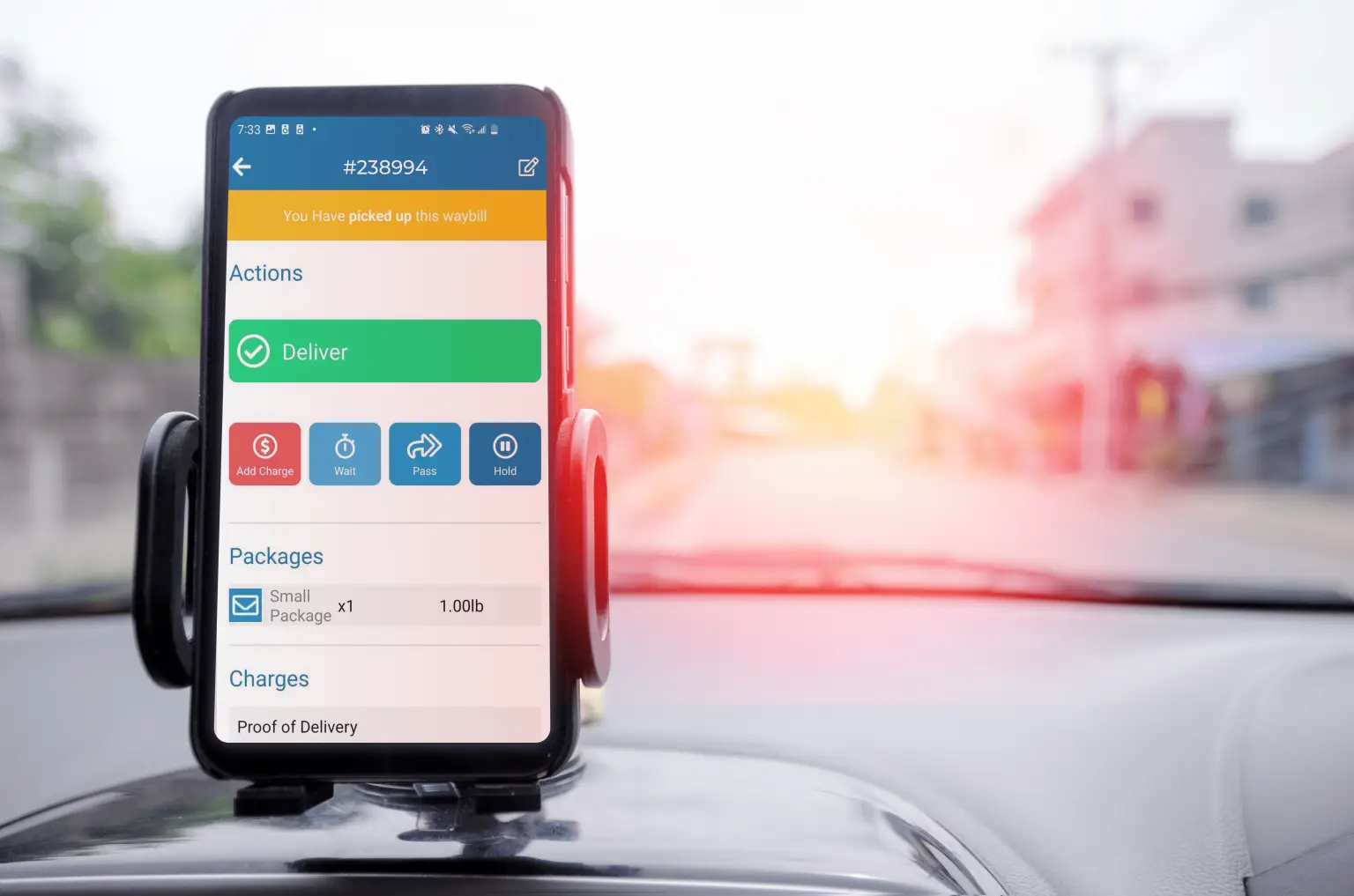 MC Dispatch mobile application development screen in use